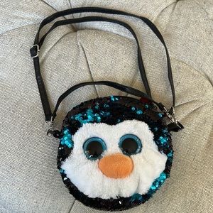 TY Beanie Boo Penguin Sequin Purse with adjustable straps